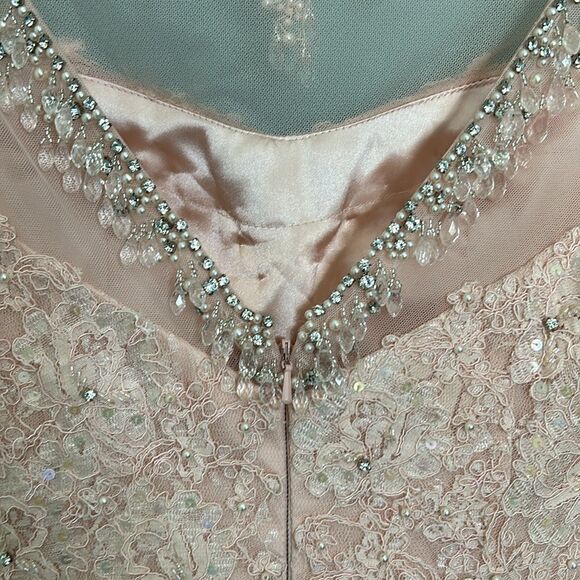 SHERRI HILL STYLE #51114 lace, tulle, embellished gown. Light pink - Picture 12 of 14